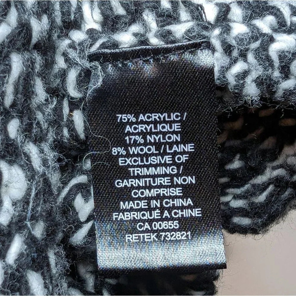 RW&Co Black & White Wool Blend Open Front Cardigan Sweater Woman's Large - Picture 6 of 9